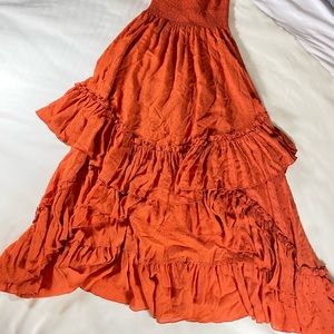 Red/coral free people long maxi skirt S also worn as a dress